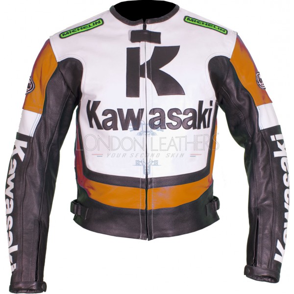 Kawasaki Ninja ORANGE Leather Motorcycle Jacket